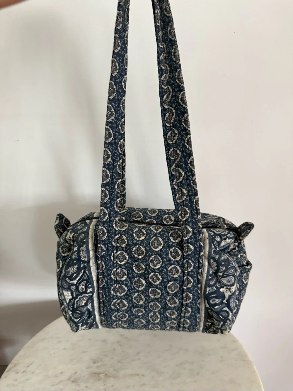 vintage Vera Bradley small Duffel Bag purse retired Indigo paisley pattern
